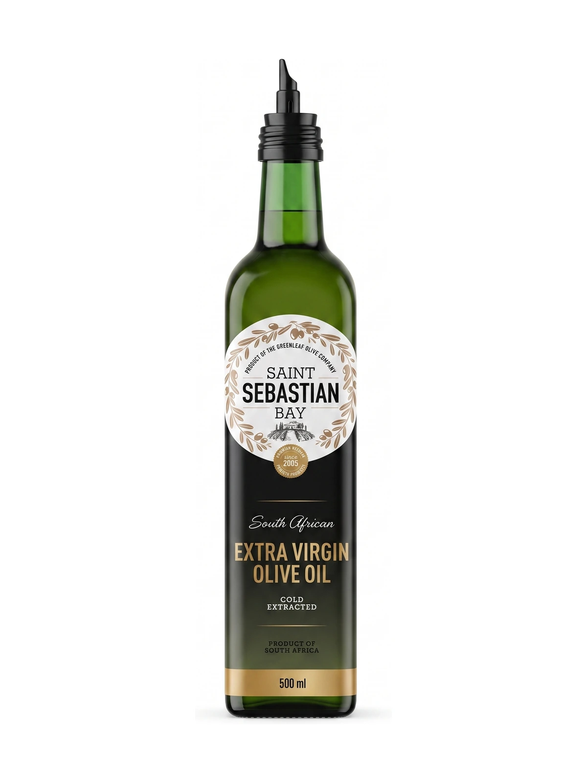 Greenleaf Saint Sebastian Bay Extra Virgin Olive Oil by Greenleaf Olive Company, front-facing on a white background