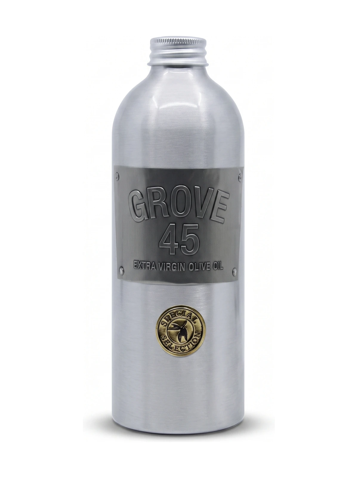 Grove 45 Monte Olivos Special Selection Extra Virgin Olive Oil, front-facing on a white background