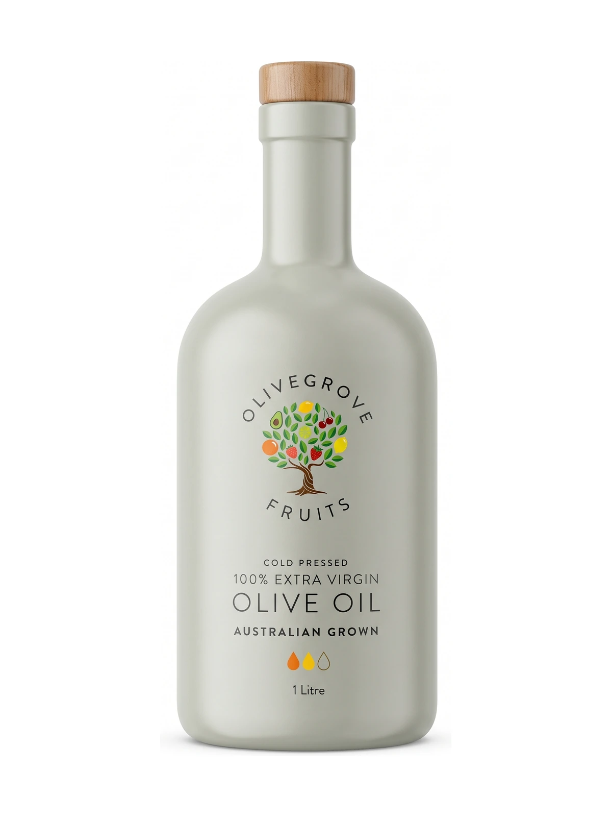 Olivegrove Fruits Extra Virgin Olive Oil, front-facing on a white background