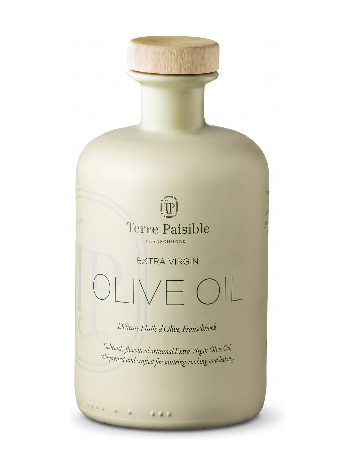 Terre Paisible Delicate Extra Virgin Olive Oil, front-facing on a white background